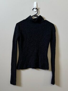 360 Cashmere cowl high neck ribbed grey 100% cashmere sweater